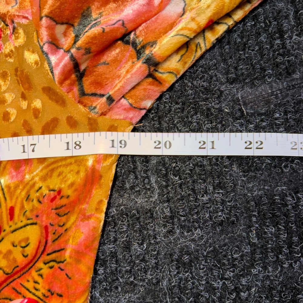 Nostalgia Devore Burnout Velvet Boho Dress Orange Floral Whimsigoth Retro 70s M - Picture 10 of 12